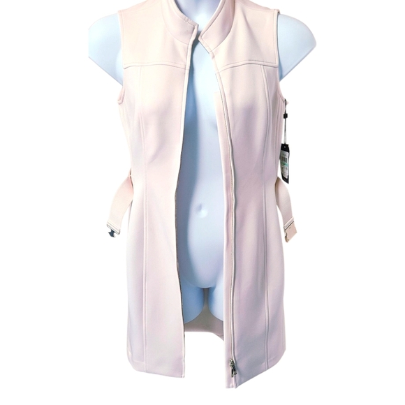 TOMMY HILFIGER Powder Pink Mock Neck Zip Front Scuba Sheath Dress Size 8P - Picture 11 of 16